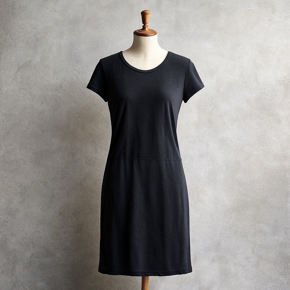James Perse Black T Shirt‎ Dress Short Sleeve Casual Minimalist Size xL  Capsule